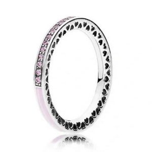 Pandora Radiant Hearts Sterling Silver & Enamel Ring